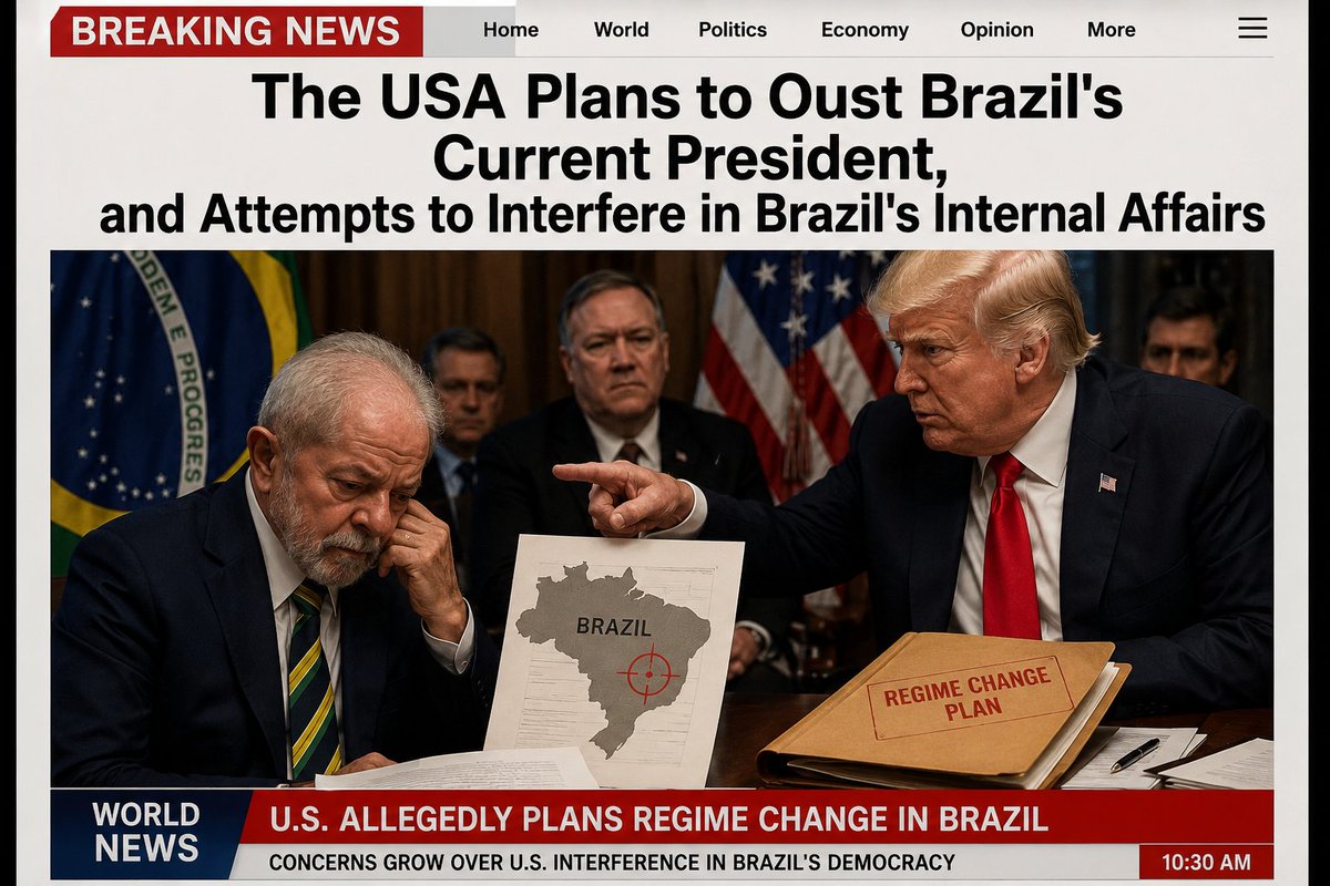 Ashiqur30's tweet photo. The USA plans to oust Brazil's current president, and attempts to interfere in Brazil's internal affairs

#Brazil #USA #USBrazil #Geopolitics #WorldNews #InternationalRelations #Politics #BreakingNews #LatinAmerica #GlobalAffairs #NewsUpdate #CurrentEvents #Diplomacy #SouthAmerica