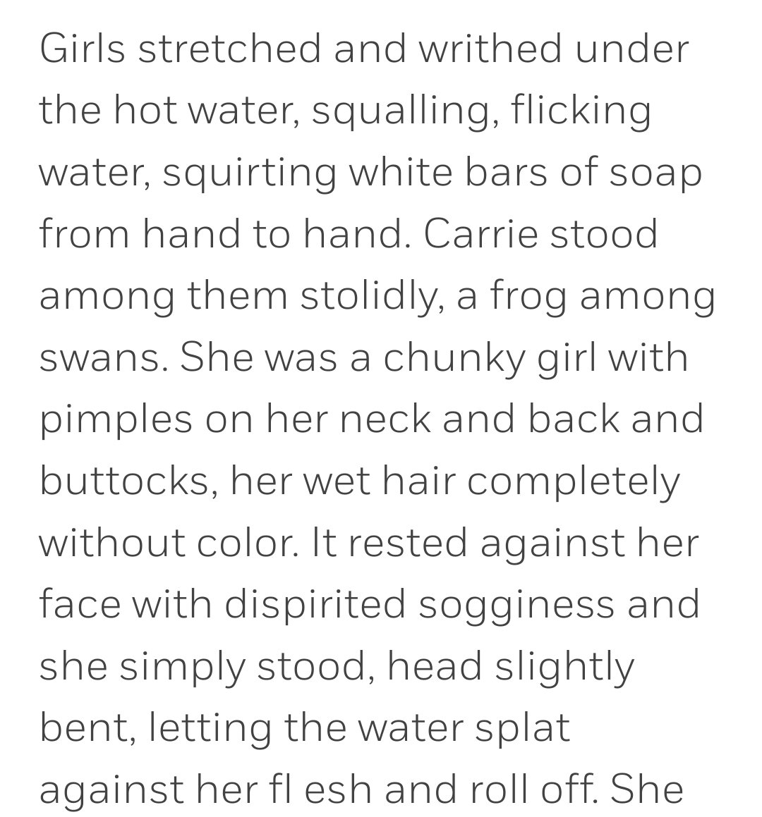roomimpulse's tweet photo. @haterdiaries @boneysoups what does it matter if she's fat by "todays standards" when every single character in the book (and the narrator) calls her fat? i think your argument is silly. functionally in the book she is fat and the book would be much different if she was skinny https://t.co/tXsRndXfTj