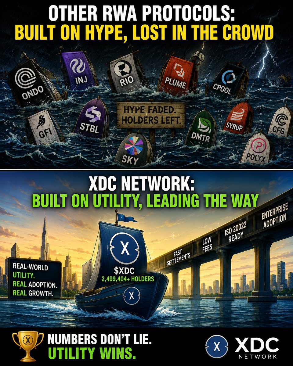 GridCognitive0's tweet photo. They chased hype.
We chose utility. 😏
While others fade, @XDCNetwork keeps shipping with fast transactions, low fees, and real-world adoption. The next cycle rewards conviction.

#XDC #RWA #Crypto #Blockchain #TradeFi #Altcoins https://t.co/wK5erNAJzV