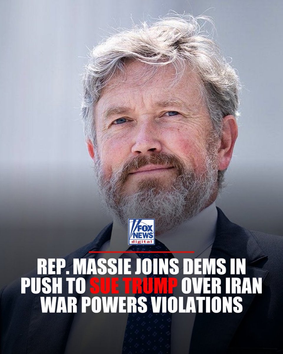drhossamsamy65's tweet photo. ⛔️BREAKING NEWS ‼️

⛔️ Rep. Thomas Massie is breaking with his own party to join Democrats in a resolution that would compel Speaker Mike Johnson to sue the Trump administration over the Iran war.

⛔️Massie accuses Trump and Pentagon chief Pete Hegseth of violating two sections of the War Powers Resolution of 1973 — arguing the White House has ignored a concurrent resolution passed under the law and exploited a loophole by claiming temporary ceasefires reset the 60-day clock on presidential military activity.
