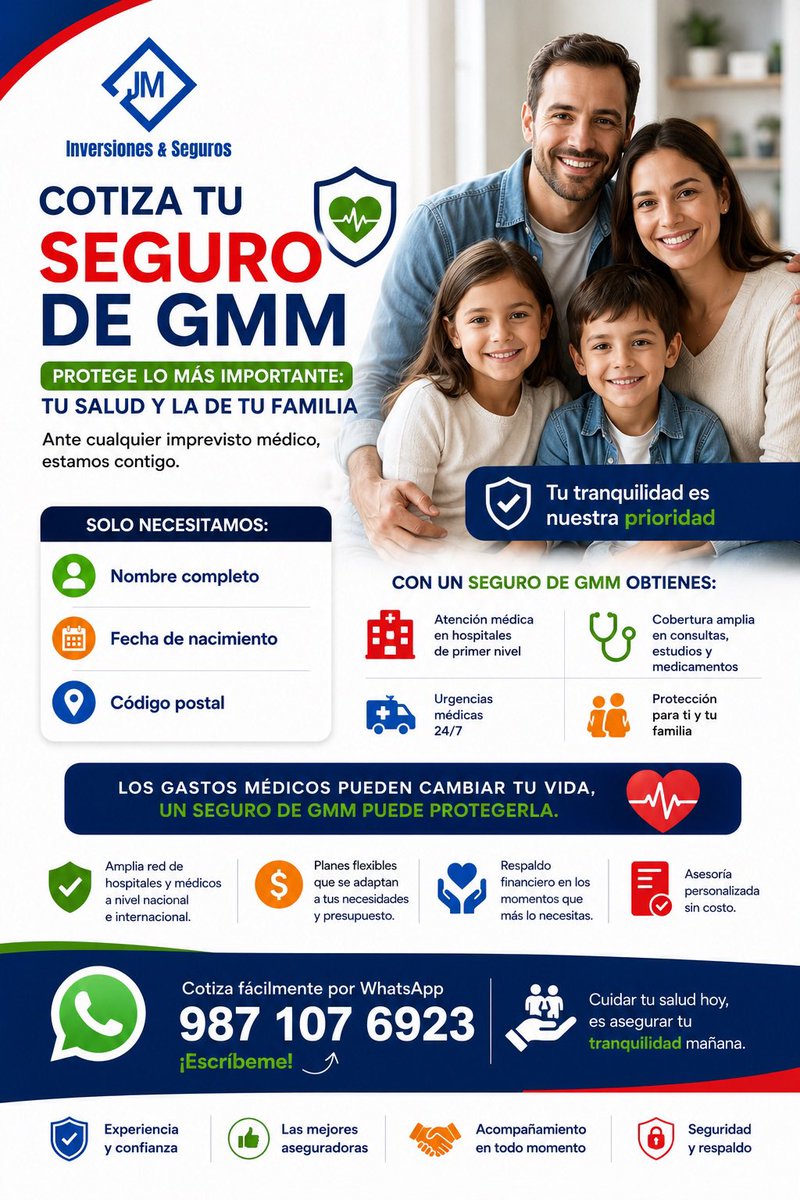 JMezoD's tweet photo. 🏥 Tu salud y tu patrimonio merecen estar protegidos. Un Seguro de Gastos Médicos Mayores puede marcar la diferencia cuando más lo necesitas. Cotiza sin compromiso. 📲 https://t.co/tyh1KYz8yQ

#GMM #GastosMédicosMayores #SeguroDeSalud #ProtegeTuPatrimonio #Seguros #México https://t.co/Tlwsg7dOGq