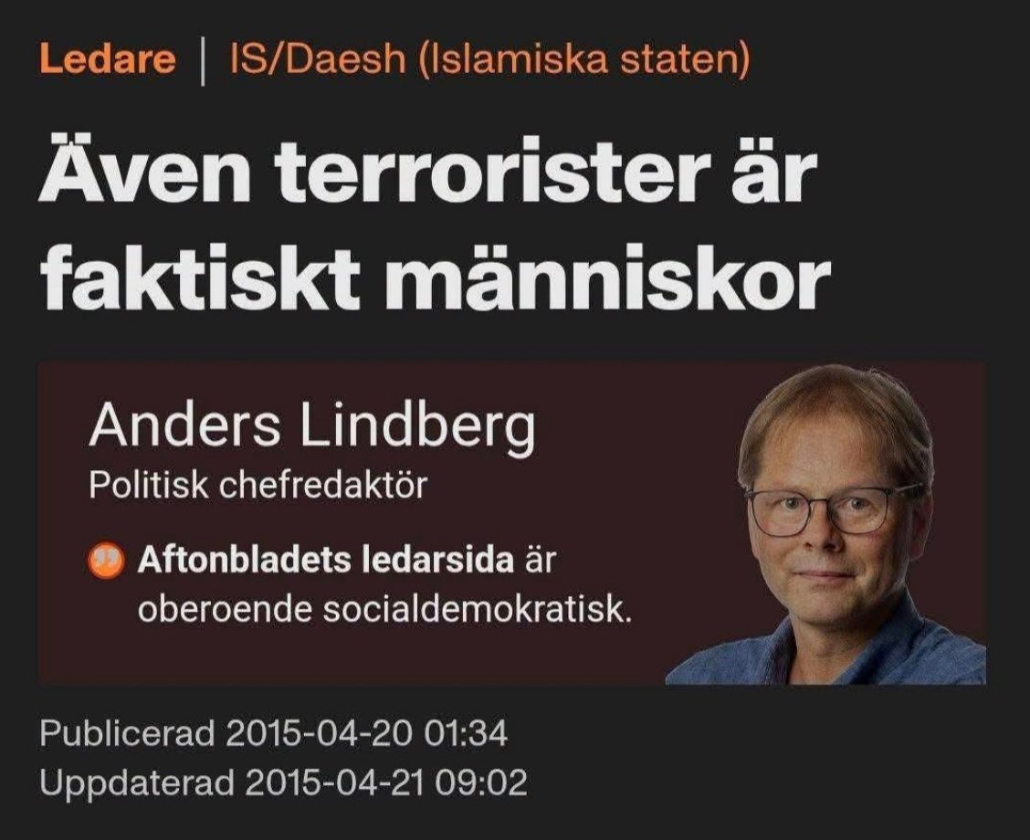 katjanouch's tweet photo. Idag minns vi Anders Lindbergs "klokskap". #svpol #migpol https://t.co/j3KyHMWWds