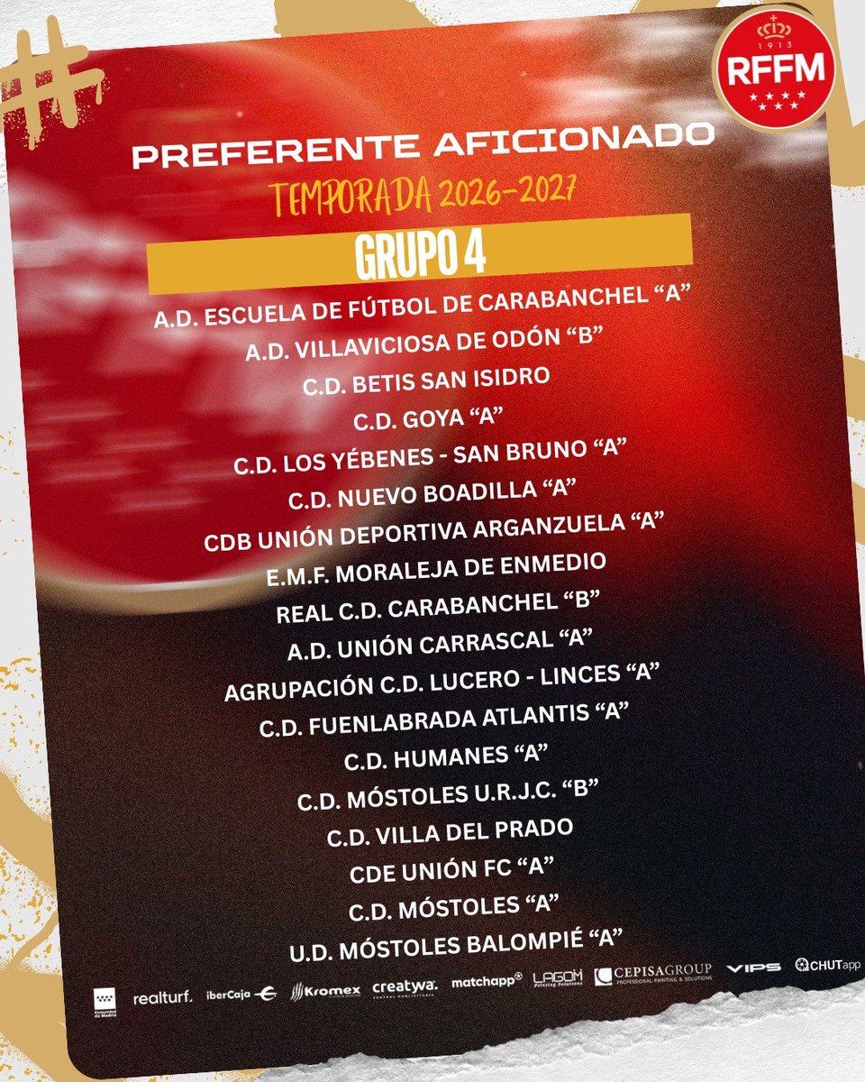 CDMostolesOfic's tweet photo. Estos son los 17 equipos com los que compartimos el grupo 4 de preferente de la @RFFM_oficial 

#VamosMostoles #SomosMostoles https://t.co/1JL04J0Bib