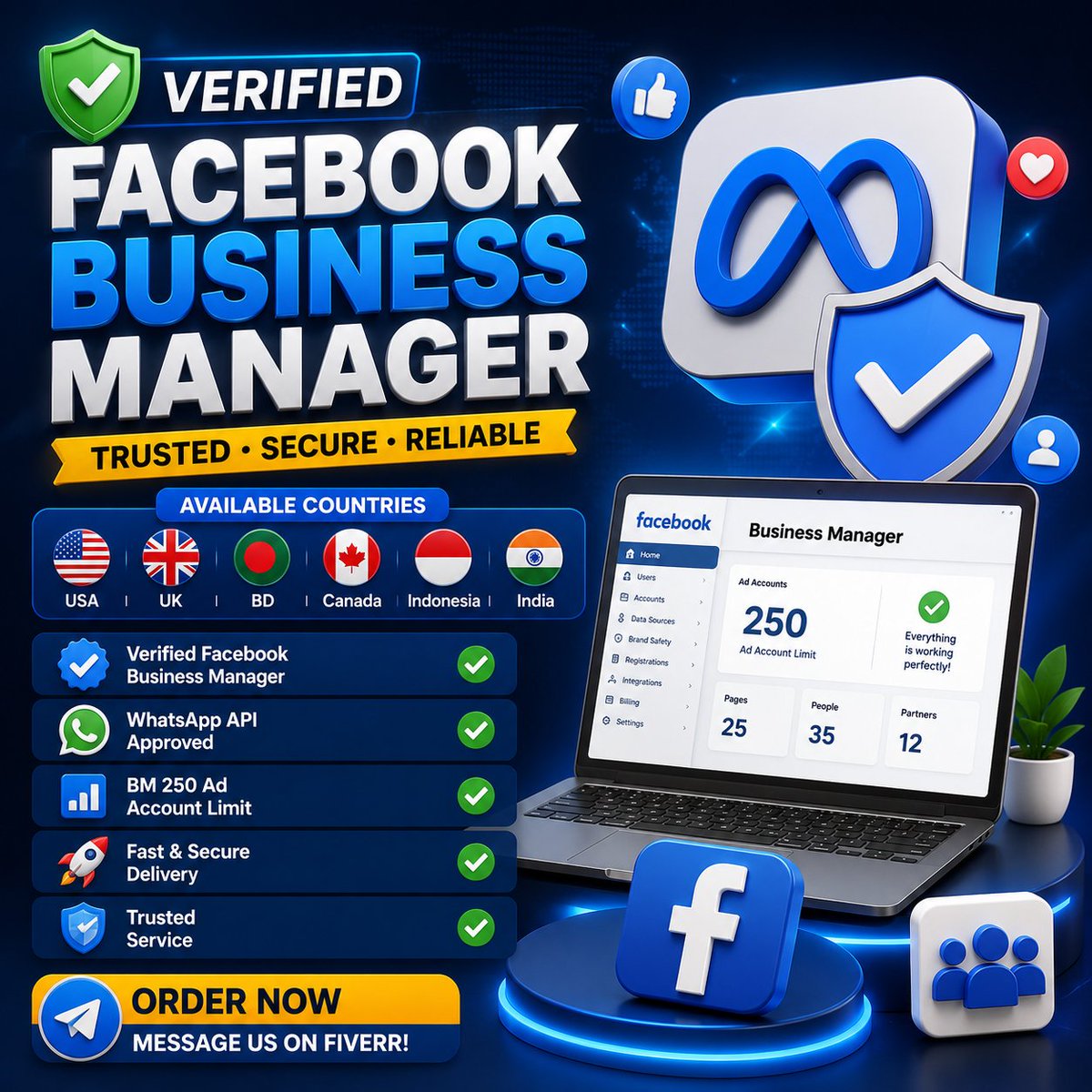 RabbyAlx's tweet photo. 🚀 Need a Verified Facebook Business Manager? Fast, Secure &amp; Trusted!

#FacebookBusinessManager #VerifiedBusinessManager #FacebookAds #WhatsAppAPI #MetaBusiness

 ➡️Order Now: https://t.co/5oD0oGVjuD https://t.co/0myzPXgnNp