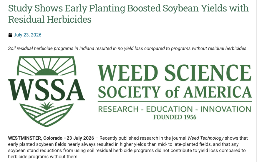 WorldofWeeds's tweet photo. 🌱 New research shows early-planted #soybeans consistently delivered higher yields, and soil residual #herbicides caused no yield loss compared to programs without residuals. 

Learn more: https://t.co/J7Huzyd27v

#WSSA #weedscience #weedmanagement https://t.co/SgY8F4r4av