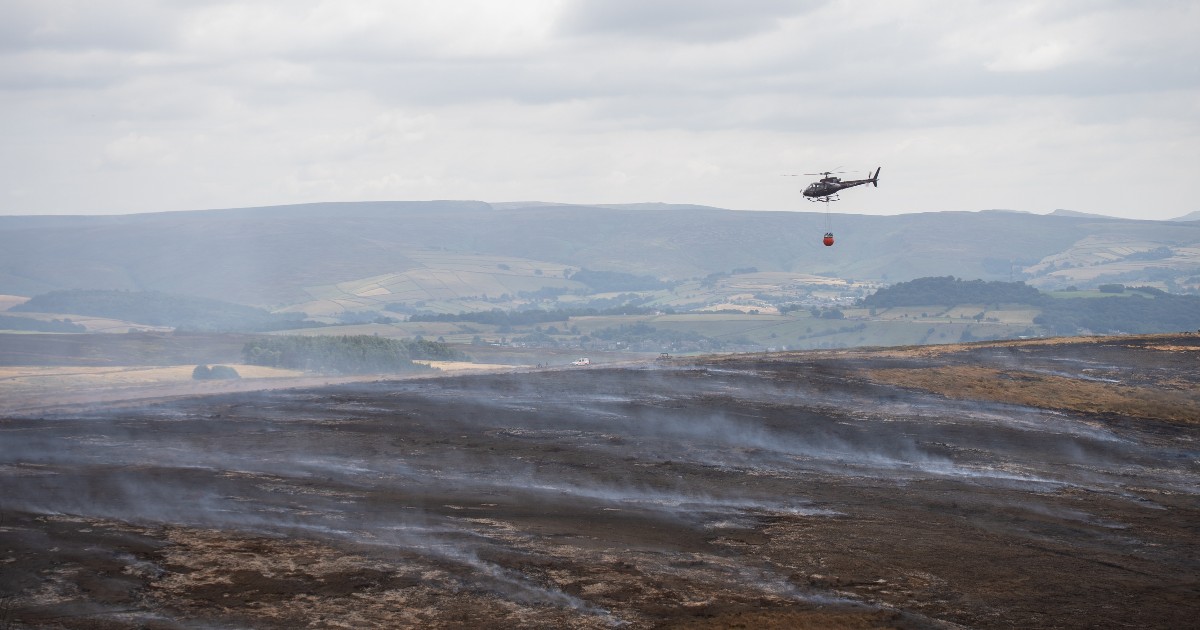 manchesterfire's tweet photo. Dovestone and Swineshaw remain a major incident. Crews and partners are continuing to monitor and deal with hotspots while conditions remain dry and challenging. 

The rain so far has not been enough to significantly change the position, so the public ask remains critical: please stay away from affected areas, keep access routes clear for emergency vehicles and partner agencies, follow health advice, and do not use BBQs, campfires, fireworks or any naked flames on or near moorland.