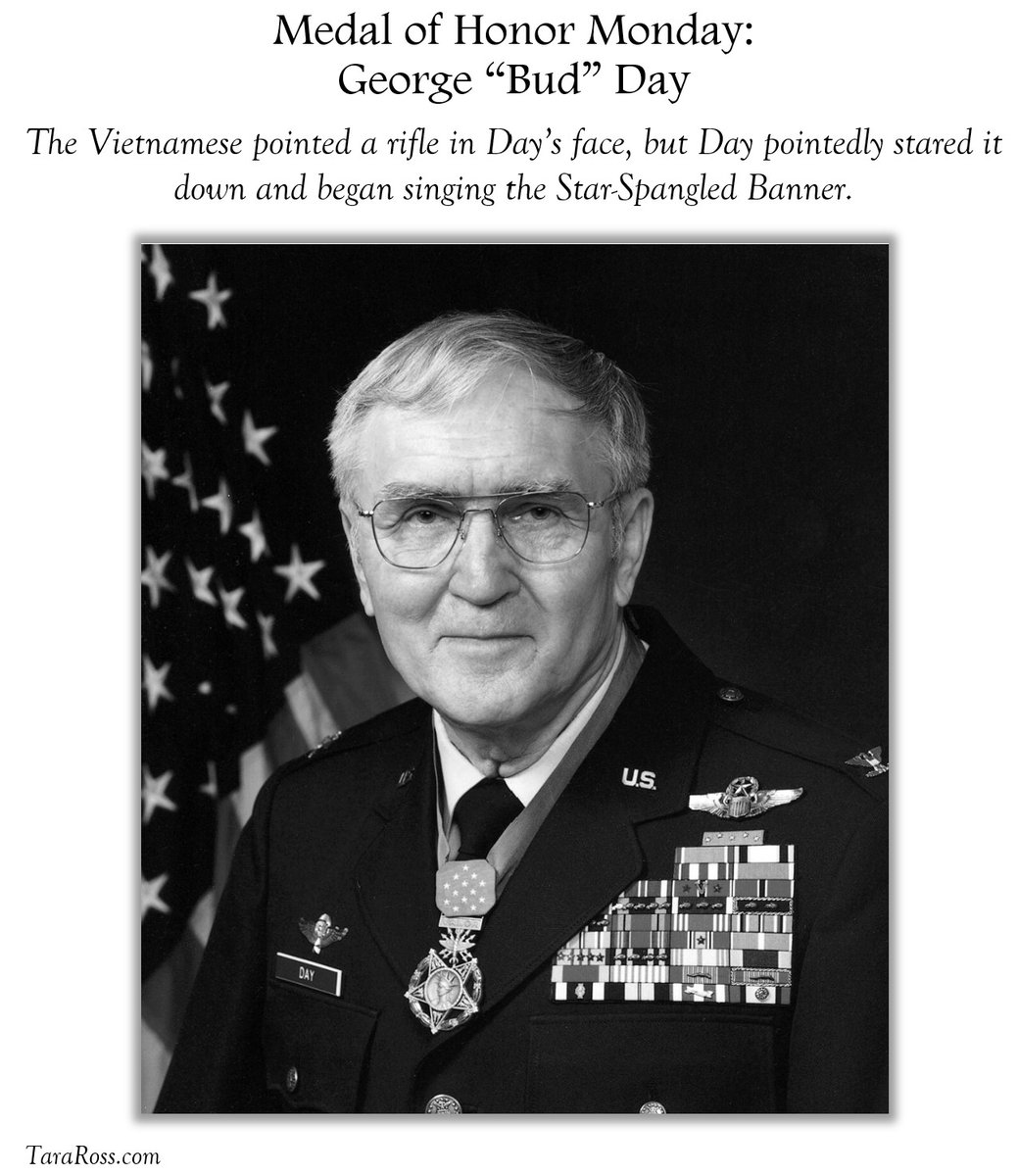 TaraRoss's tweet photo. #MedalOfHonor Monday! 🇺🇸  On this day in 2013, one of America’s most highly decorated officers passes away at nearly 90 years old. George “Bud” Day served in World War II, the Korean War, and the Vietnam War. He was a Marine, a soldier, and an Air Force pilot.

/1 of X 🧵👇 https://t.co/YZP8uSDAvl