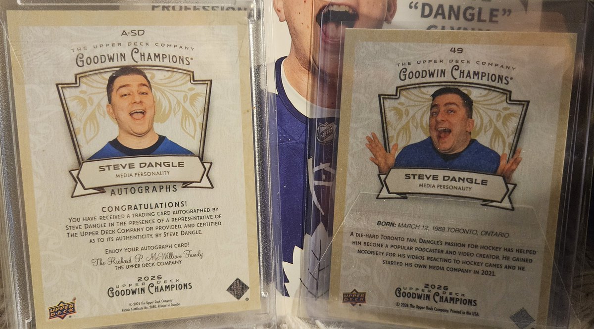 TheWuWu's tweet photo. Oh, "Hi @Steve_Dangle !" #stevedangle #ltr #goleafsgo #leafsforever 2026 @UpperDeckSports Goodwin Champions https://t.co/ALBGW0zgoN