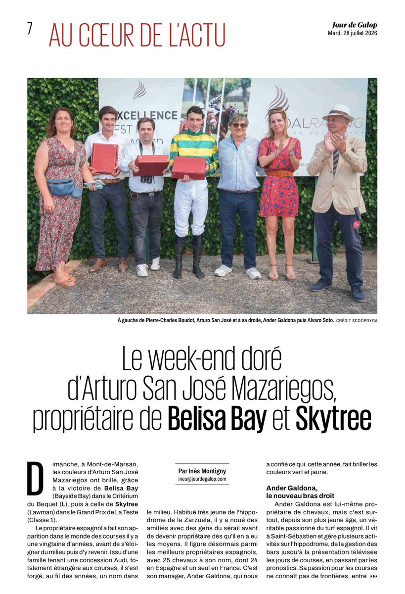 AsoTurfGalop's tweet photo. Reportaje sobre @Cuadra_SanJose en el @Jour_de_Galop por @InesMontigny. https://t.co/3A8wHiKymn