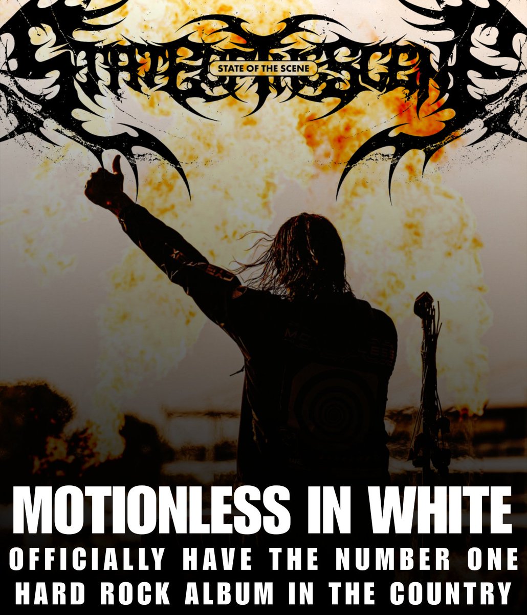 SOTSPodcast's tweet photo. Decades by Motionless In White is officially the Number 1 Hard Rock album in the United States, selling an equivalent 29.5K units in its first week of release. https://t.co/IPDE5uAiME