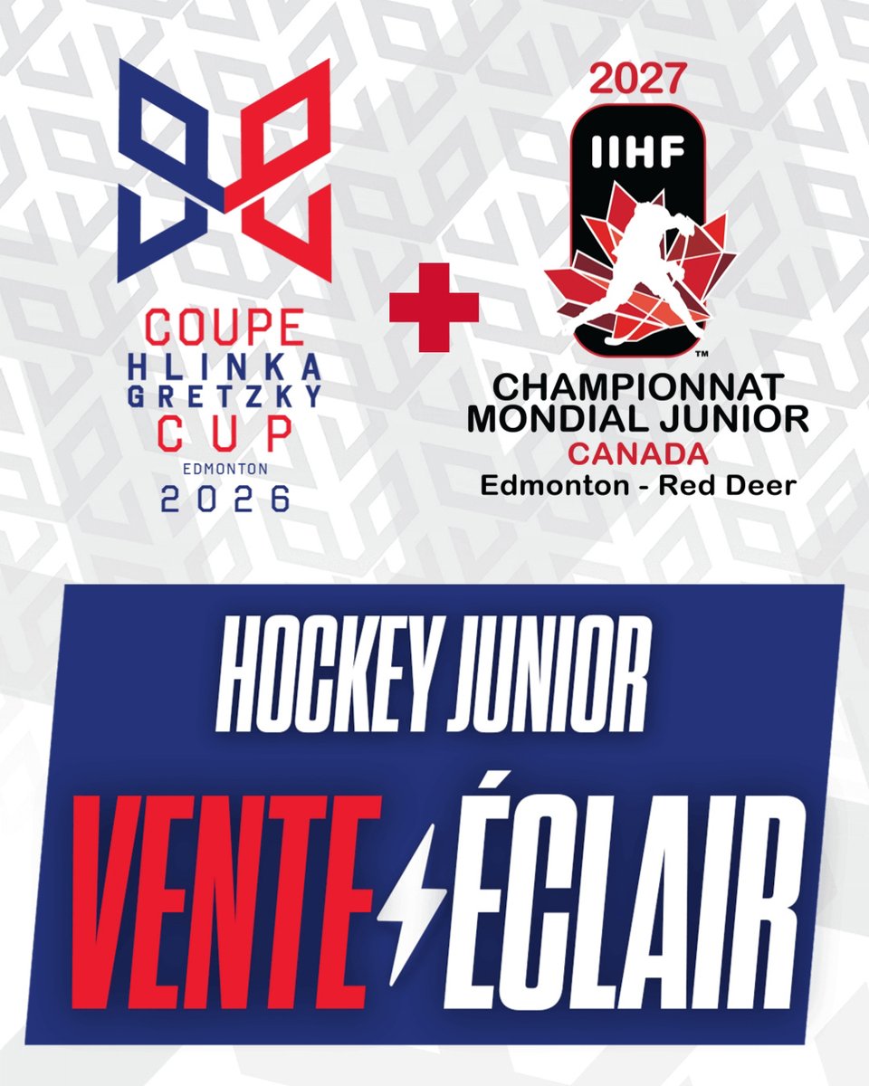 HockeyCanada's tweet photo. 🚨 FLASH SALE! / VENTE ÉCLAIR!🚨

For one week only, get a ticket to the #HlinkaGretzkyCup gold medal game AND a ticket to 🇨🇦🇸🇪 in pre-World Juniors action on December 23!

Pendant une semaine seulement, obtenez un billet pour le match de la médaille d’or de la #CoupeHlinkaGretzky ET un billet pour le match préparatoire du Mondial junior entre le 🇨🇦 et la 🇸🇪 le 23 décembre!

🎟️ https://t.co/MDyaZBXDa0