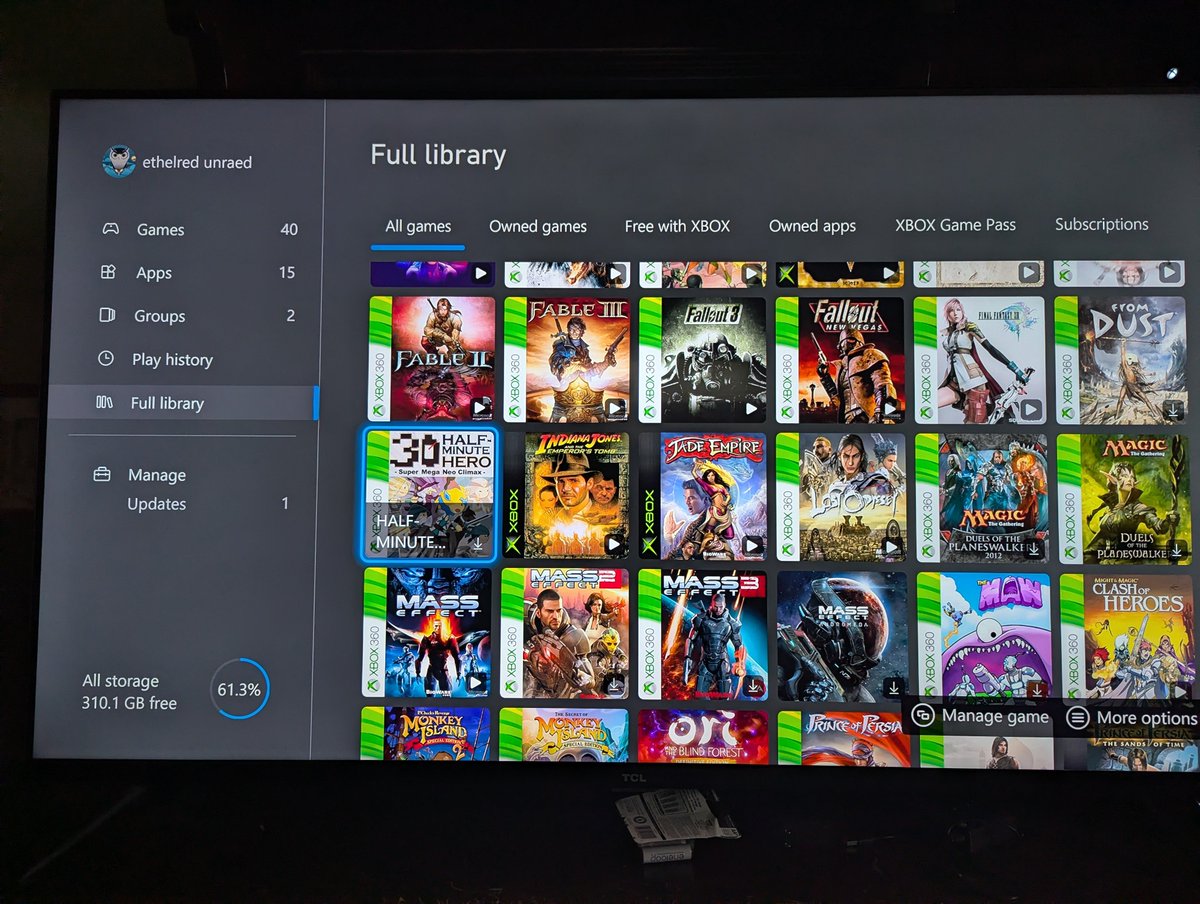 aethelred's tweet photo. Because I play almost all new games on the PlayStation 5 or the PC, my Xbox Series X is basically just a backwards compatibility machine where I play older Xbox games that aren't available on other modem consoles. https://t.co/liS0VzN6Lf