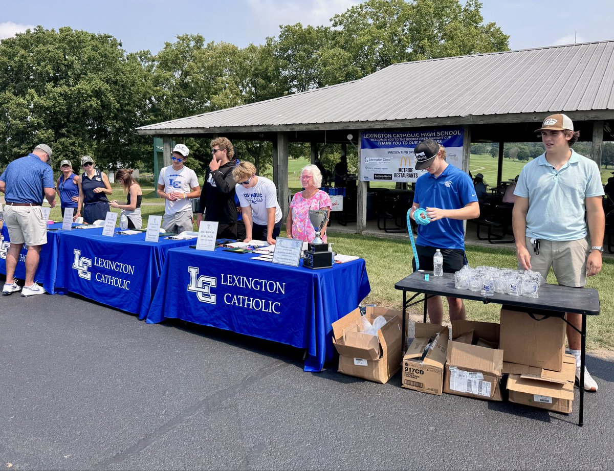 LexCathFootball's tweet photo. We’re underway!
The 6th Annual George Ewen UKnight Cup is officially underway, supporting Lexington Catholic Football.

Thank you to our golfers, sponsors, volunteers, and everyone making today possible. Your support makes a lasting impact on our student-athletes.
#KNIGHTS ⚔️ https://t.co/j9g28OolrY