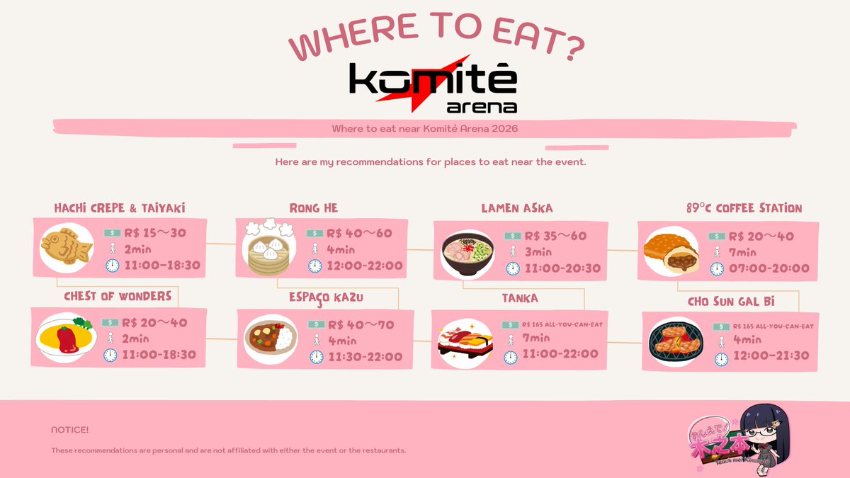 _Kinomot0's tweet photo. 🇧🇷Não sabe onde comer no Komite Arena? Confira minhas recomendações! 
🇨🇱¿No sabes dónde comer en el Komite Arena? Mira mis recomendaciones.
🇺🇸Looking for places to eat at Komite Arena? Here are my recommendations!
🇯🇵Komite Arenaで食事に迷ったら？おすすめのお店をご紹介します！ https://t.co/zNh9Z6WeOA