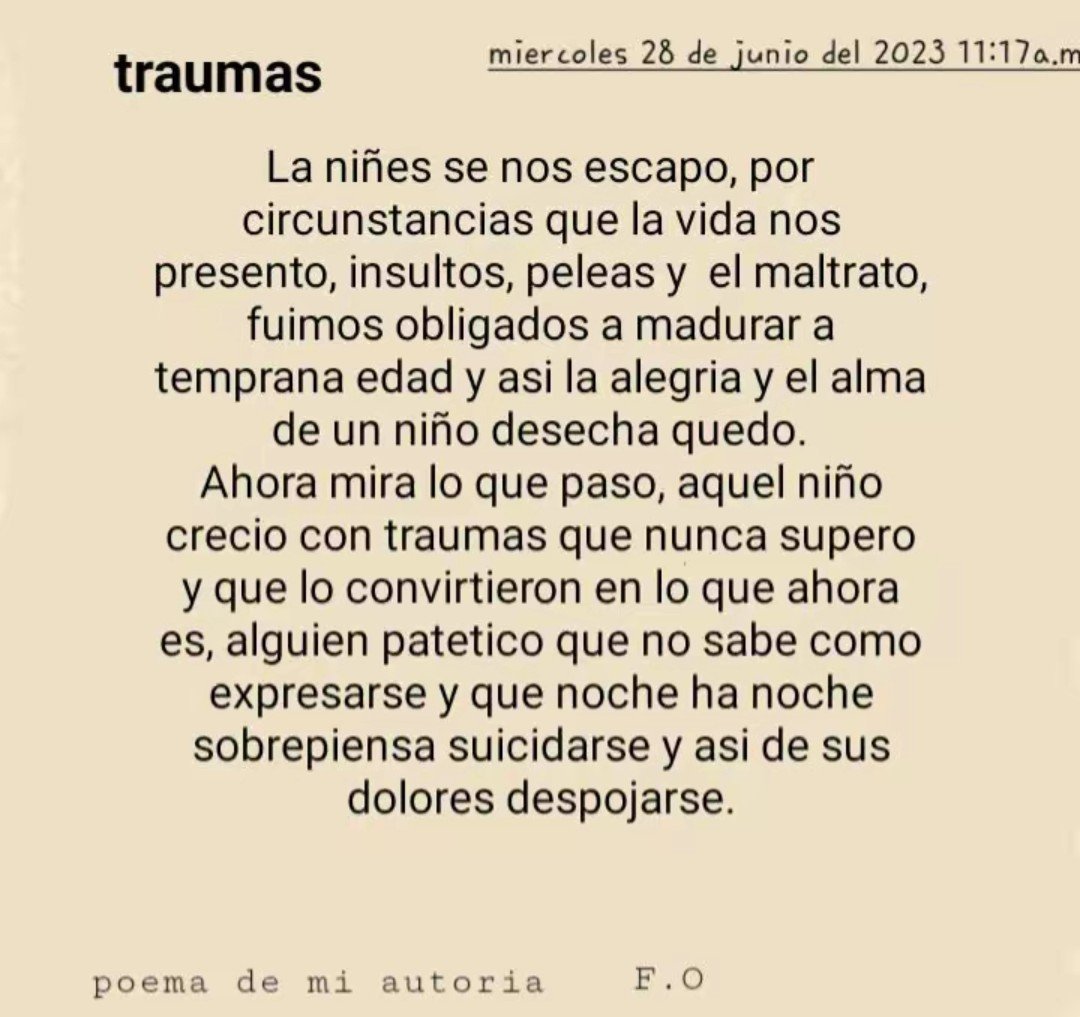 Nacarito1's tweet photo. No publico esto para que nadie lo vea, literal se que nadie ve mi muro, ya me siento agotado de esta maldita vida, nada me sale como espero, solo sufrimiento, estoy harto, ni se porque sigo vivo literal, todos mis intentos de suicidio han fracasado, ya no puedo mas con esta vida. https://t.co/NOMwfCYi4E