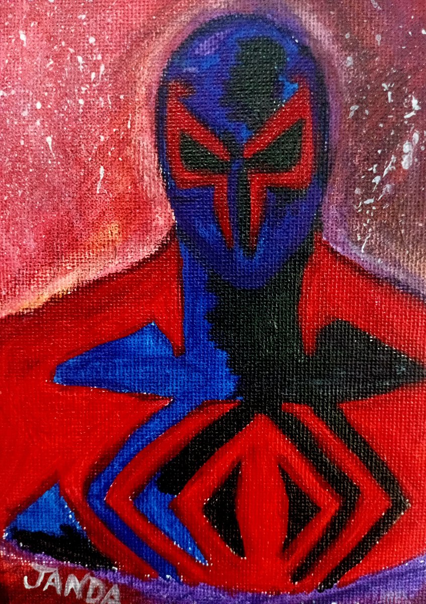 LaJandaDraws's tweet photo. #canva #pintura #spiderman2099 #miguelohara #atsv #neon #glowinthedark https://t.co/6hiCsoWlD7