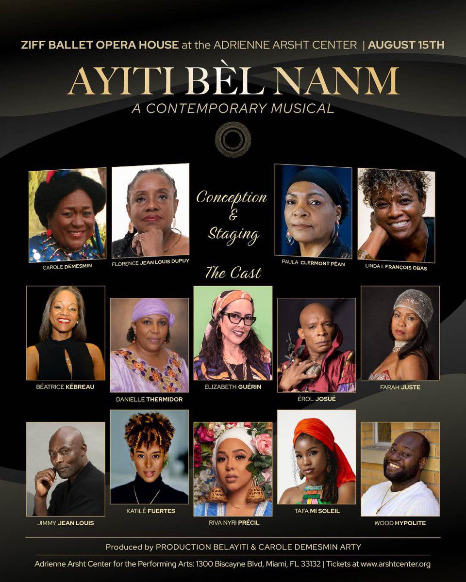 TICKETmaghaiti's tweet photo. RESENTING: The Sonic Architects of AYITI BEL NANM - ##jaëlauguste 
What gives life to movement?
Rhythm.
For Ayiti Bèl Nanm, Jaël Auguste created the folk and percussive universe that carries the production's four elements—earth, water, fire, and air.
Working hand in hand with the choreographer, his music becomes the heartbeat of the journey.
✨ The rhythm of the elements.
✨ The pulse of our roots.
✨ The sound of Haiti's soul.
🎟 Tickets: https://t.co/lmV5wiJo3f
#AyitiBelNanm #ABN #15Aout2026 #ZiffOperaHouse #MiamiEvents #ProductionBELAYITI #NouSeAyitiBèlNanm #ArtsAndCulture See less