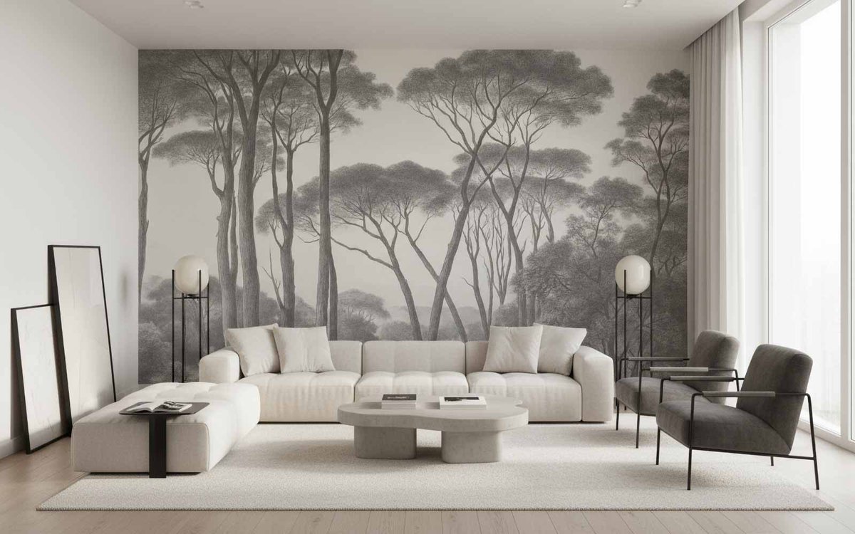 ThePrintDeco's tweet photo. Novo na našem webshopu: Monokromatska Šuma – zidna tapeta po mjeri 👉🏽👉🏽Pogledaj više: https://t.co/nY4X71x163 Unesite mir i eleganciju u svoj interijer uz zidnu tapetu Monokromatska Šuma. Suptilni tonovi sive i profinjene siluete drveća stvaraju smirenu i sofisticiranu atmosferu. https://t.co/XqrILtp6bZ
