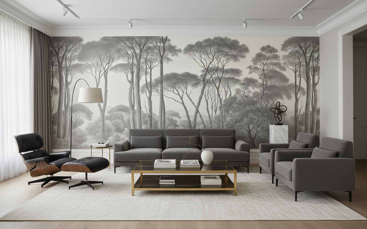 ThePrintDeco's tweet photo. Novo na našem webshopu: Monokromatska Šuma – zidna tapeta po mjeri 👉🏽👉🏽Pogledaj više: https://t.co/nY4X71x163 Unesite mir i eleganciju u svoj interijer uz zidnu tapetu Monokromatska Šuma. Suptilni tonovi sive i profinjene siluete drveća stvaraju smirenu i sofisticiranu atmosferu. https://t.co/XqrILtp6bZ