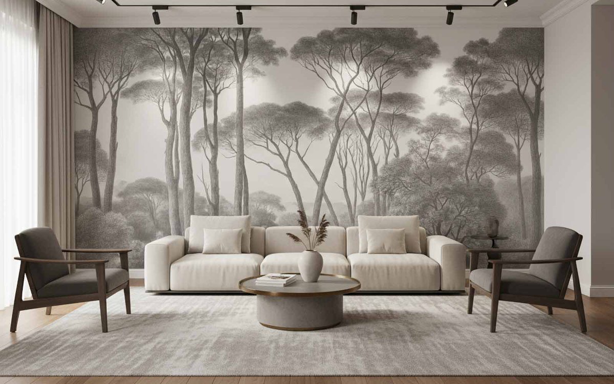 ThePrintDeco's tweet photo. Novo na našem webshopu: Monokromatska Šuma – zidna tapeta po mjeri 👉🏽👉🏽Pogledaj više: https://t.co/nY4X71x163 Unesite mir i eleganciju u svoj interijer uz zidnu tapetu Monokromatska Šuma. Suptilni tonovi sive i profinjene siluete drveća stvaraju smirenu i sofisticiranu atmosferu. https://t.co/XqrILtp6bZ