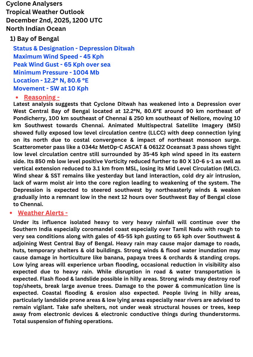 CycloneAnalyser's tweet photo. #TWO
#Depression #BOB03 has intensified into a #DeepDepression with a brief peak of #TropicalStorm this morning. Its expected to cross the coast near #Digha by tomorrow early morning hours.Under its influence isolated heavy to extremely heavy rainfall is expected over east India https://t.co/d57gfPlQk4