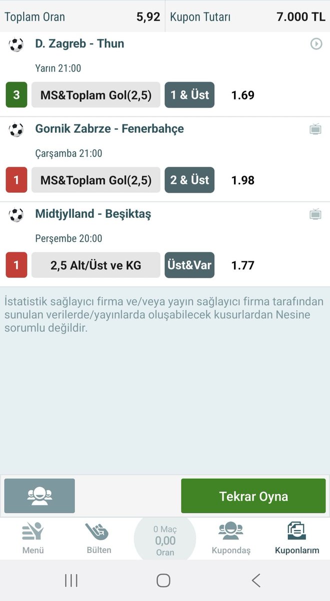s266872's tweet photo. Bol şans #ddaa #bahis #kupon #banko https://t.co/ysQtXrIM30