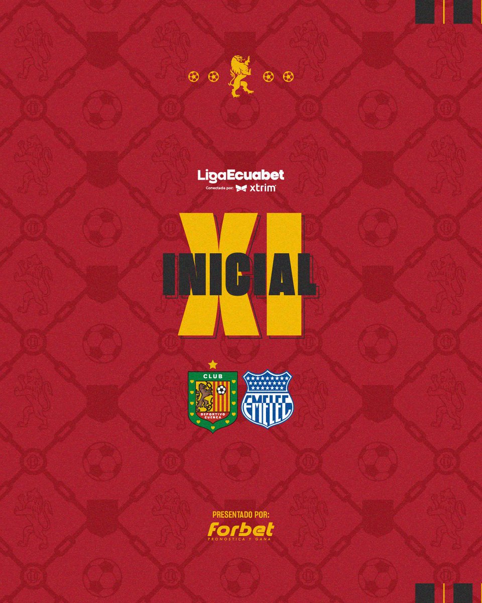 DCuencaOficial's tweet photo. 🦁XI Inicial🦁

#DCuenca 🆚 #Emelec
📅 Fecha 22 - Fase Inicial
🏆 #LigaEcuabetconectadaporXtrim
🏟️ ASA Banco del Austro

Presentado por ⚡️#Forbet ⚡️ https://t.co/QDkxKrx0OF