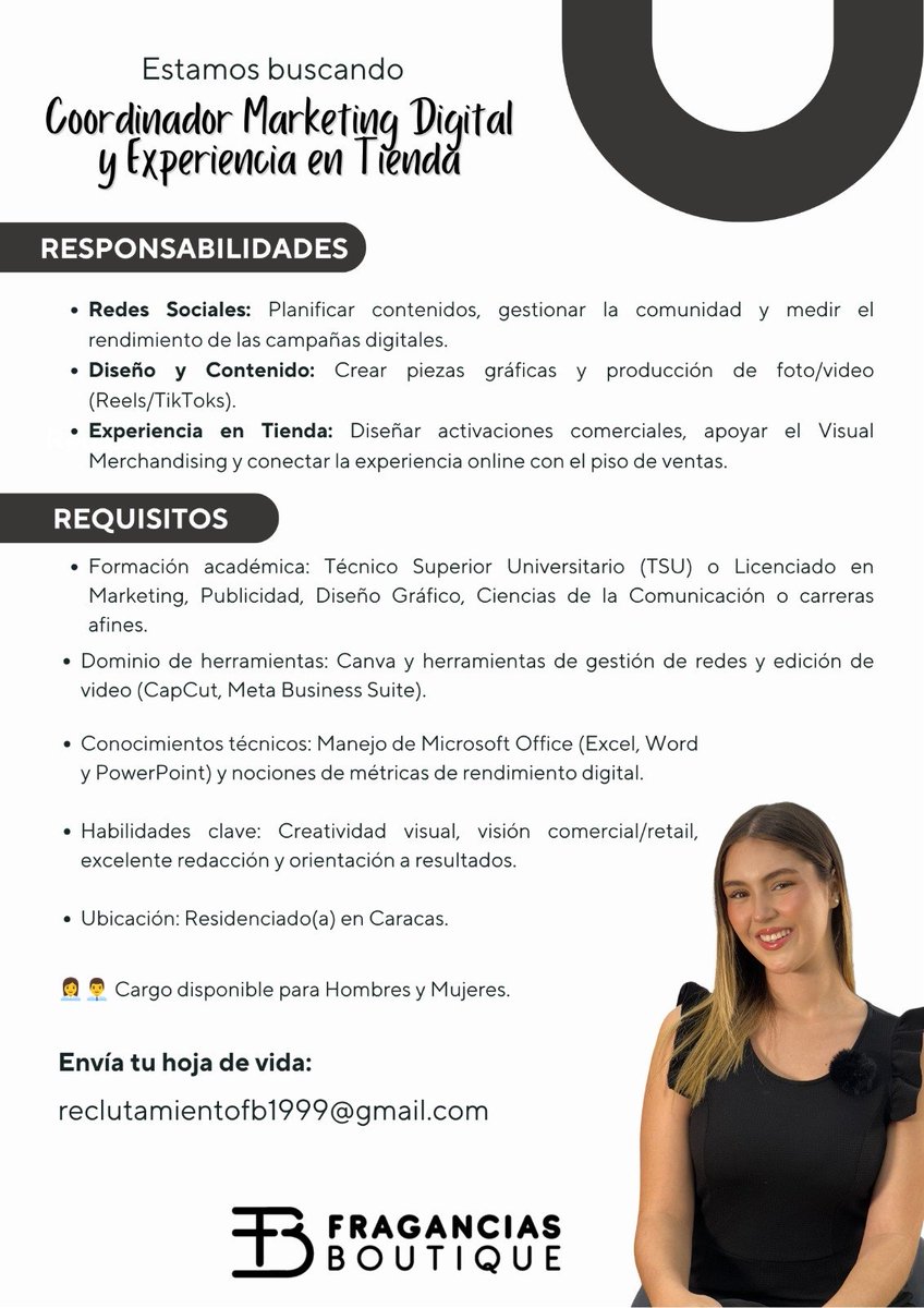 Empleoccs's tweet photo. 📍 ATENCIÓN -  CARACAS📍

Envía tu CV al correo o número telefónico que aparece en la imágen. 

​⚠️ IMPORTANTE:​ ⚠️ Recuerda, nosotros NO realizamos procesos de contratación ni selección. 

​¡ÉXITO! 🍀
.
#empleoccs #empleo #ccs #oportunidad #laboral https://t.co/NAqBlnIioe