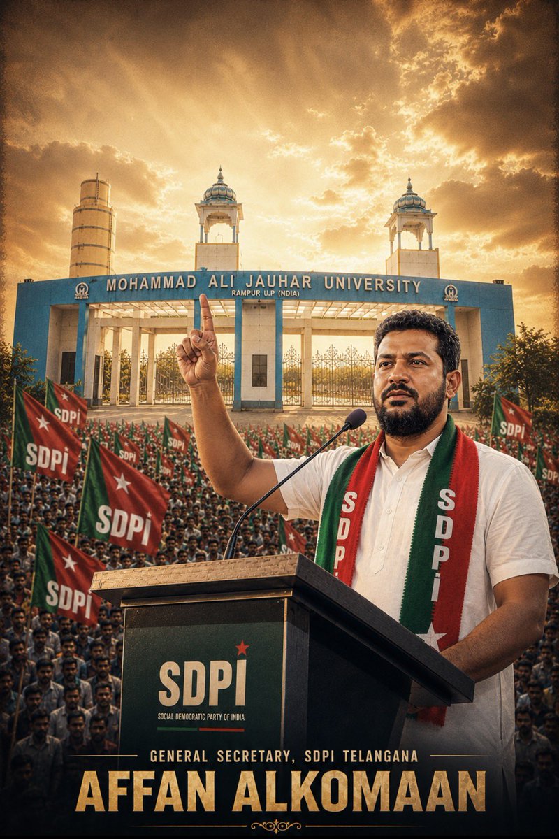 SdpiTelangana's tweet photo. Any legal or administrative issues concerning Mohammad Ali Jauhar University must be resolved through the Constitution and due process of law - not by damaging an educational institution. 
- Affan Alkomaan, General Secretary, SDPI Telangana #SaveJauharUniversity #JauharUniversity https://t.co/QoCGULWCWA