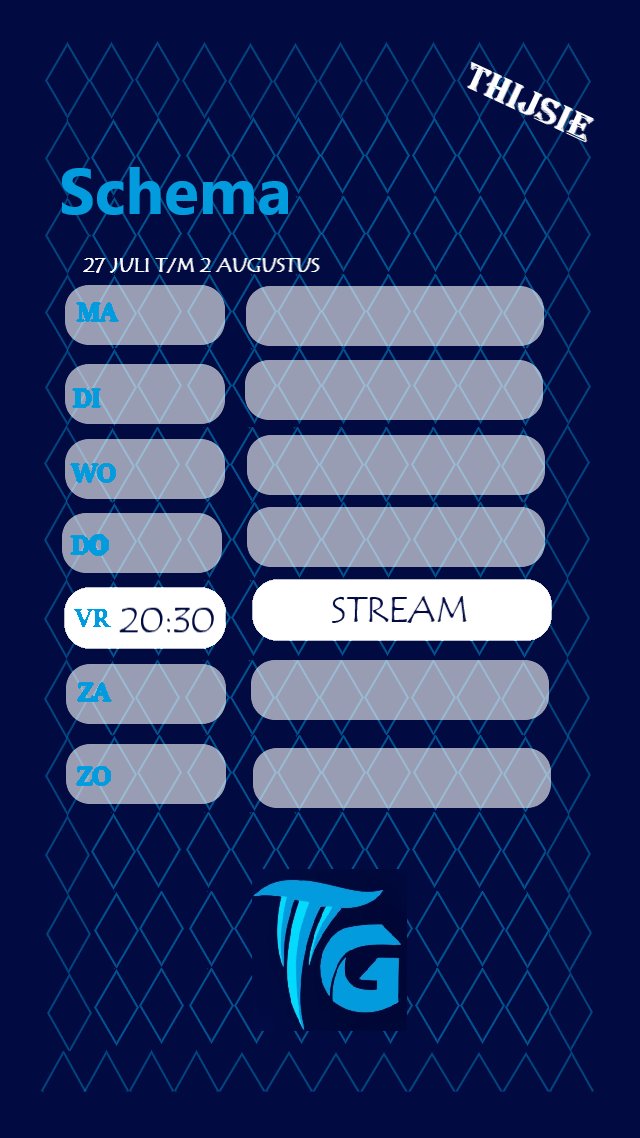Thijsie_games's tweet photo. Hierbij de streamplanning van deze week.  
Ik hoop jullie te zien bij de streams, tot dan!!!!! https://t.co/fOqeHQjzVu