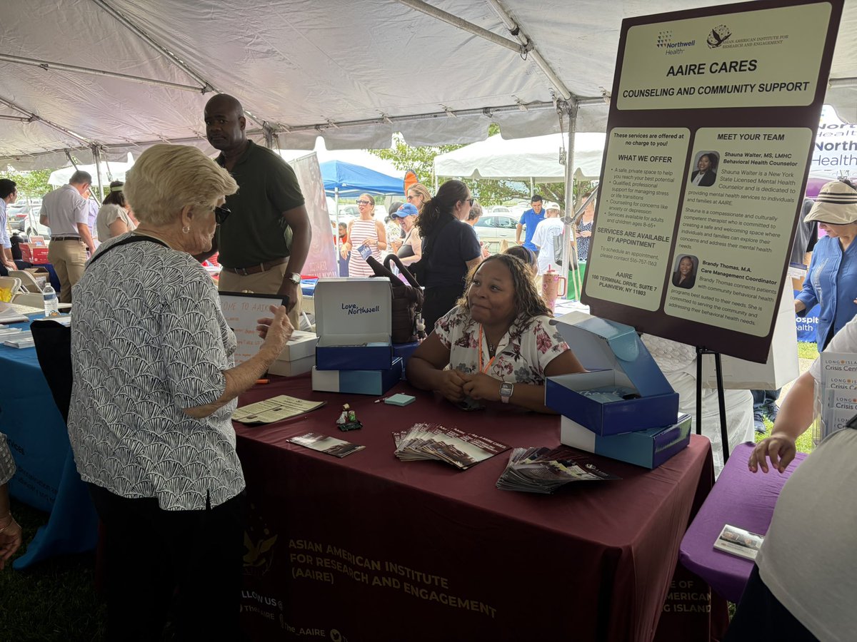 TheAAIRE's tweet photo. Today AAIRE attended Town of North Hempstead’s FunDay Monday Senior Resource Fair! 💙 We connected with community members and shared information about AAIRE’s programs, services and about AAIRE Cares! Thank you Northwell Health, Mother Cabrini and TONH. @NorthwellHealth https://t.co/9ucwZ7fyZf