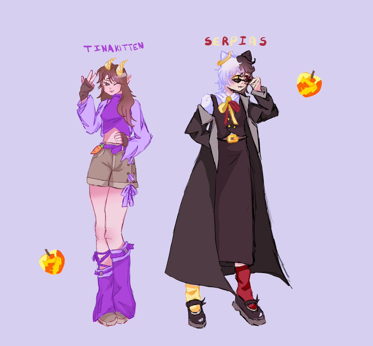 natillasofchoco's tweet photo. Holi, llevo mucho tiempo por aquí y por fin me he animado a subir cositas, jiji 

Estos son mis diseños de Serpias y tina💛

(Serpias está con el traje de la mafia por qué me encanta esa skin JAJAJA) 

#tinakittenfanart
#serpiasfanart https://t.co/5IEnzsm0dd