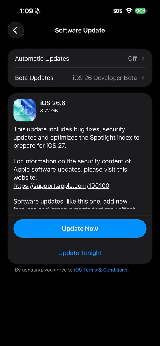 techbuket's tweet photo. ios 26.6 is out https://t.co/YyUzl3IyrL
