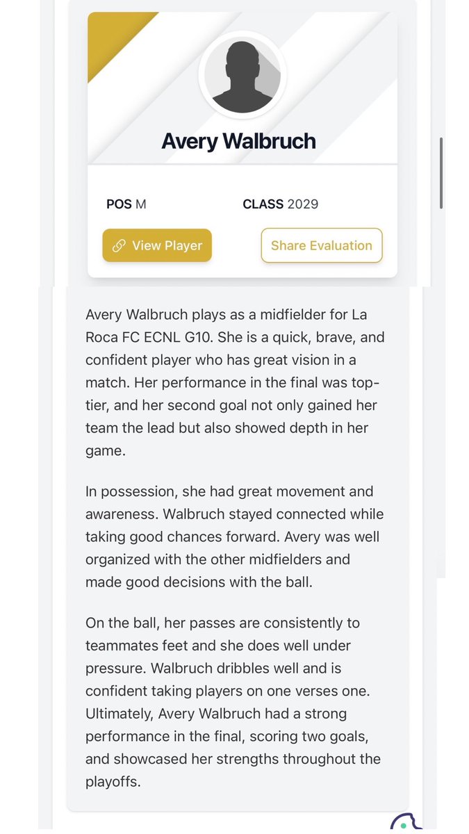 AveryWalbruch's tweet photo. thank you for the write up @PrepSoccer ECNL North American cup Championship game! @ImYouthSoccer https://t.co/G0qOZz1y0Z
