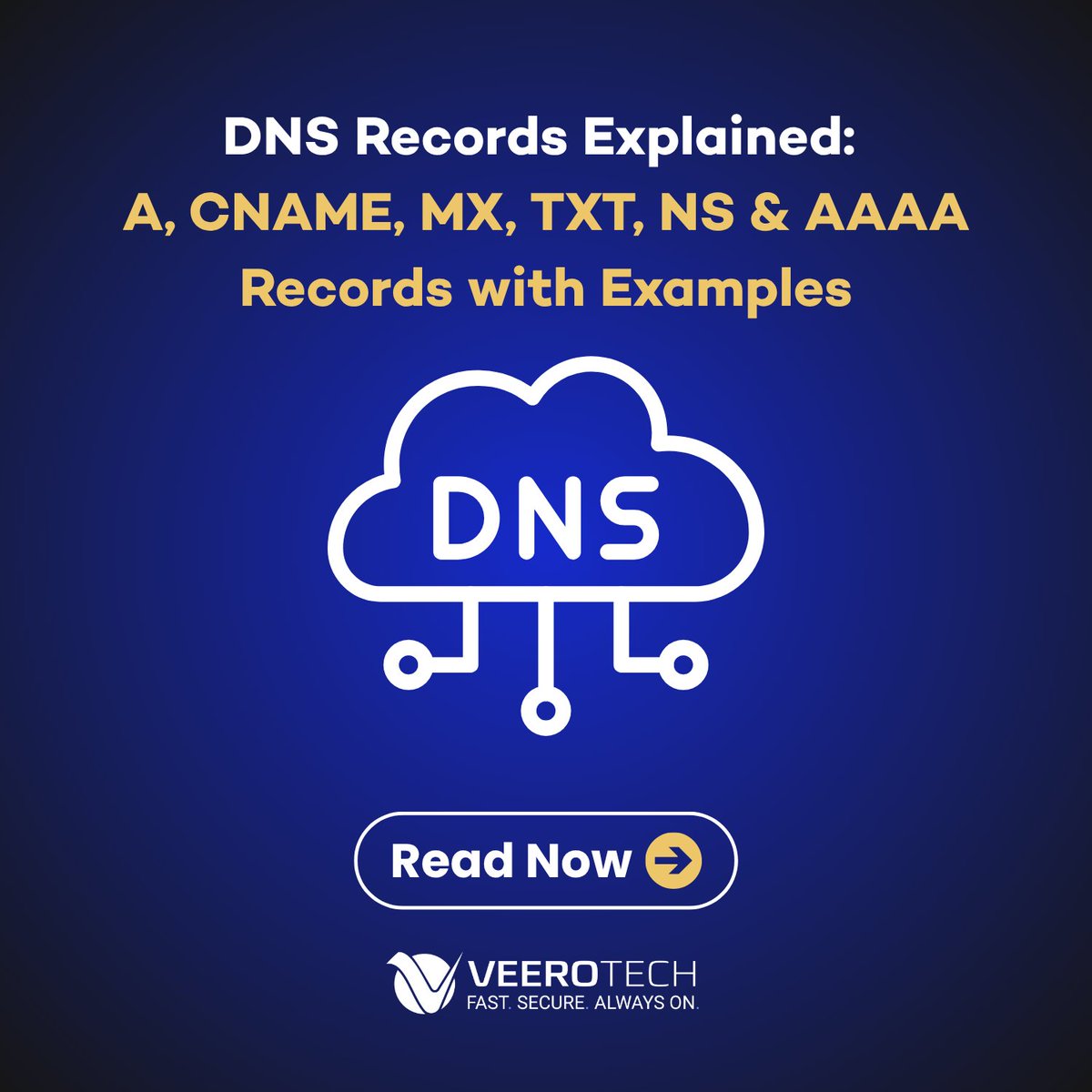 VeeroTech's tweet photo. DNS is essentially the address book of the internet. 📖✨

But do you know what each record type actually does?
🔹 A & AAAA Records: Map your domain to an IP address.
🔹 CNAME: Creates aliases for your domain.
🔹 MX Records: Direct your incoming emails.
🔹 TXT Records: Provide essential security and verification data.

Want to dive deeper into how they all work together? Check out our latest breakdown!

Read Now 👉  https://t.co/XqoohPjwYR

#WebDevelopment #ITManagement #CloudHosting #VeeroTech