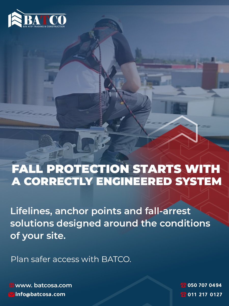 batcosa's tweet photo. A lifeline is not a standard roof accessory. 

It must match the structure, access route and task.

 Plan it with BATCO. https://t.co/jESYZhUprH