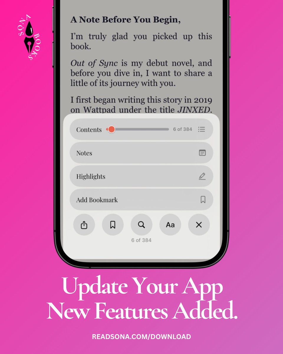 readsona's tweet photo. Reading on Sọna just got smoother. 📖

Jump between chapters, save highlights, and bookmark your spot, all in one tap.

Update your app via https://t.co/nYjNaPhelg

#ReadSona #SonaReader #Ebook https://t.co/WhNwGhQD7X