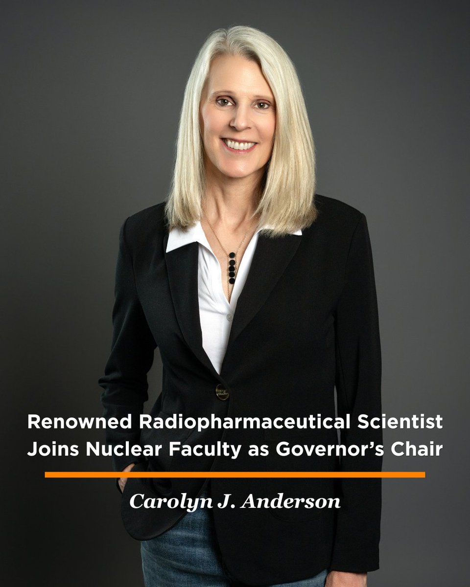 UTK_TCE's tweet photo. TCE is eager to announce internationally renowned radiopharmaceutical scientist Carolyn J. Anderson as the University of Tennessee-Oak Ridge National Laboratory Governor’s Chair for Nuclear Medicine: Radiopharmaceutical Therapies. Full story below!

🔗 https://t.co/qWx5MRm0rQ https://t.co/Dj5aLQzTXy