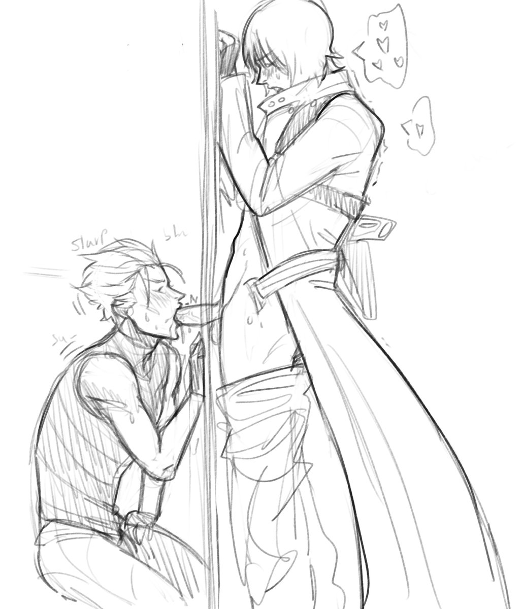 Mischi3v0usV's tweet photo. After this they shagged in the other stall. (Behold my messy sketches...you'll see more of these) 
#dmcdv #DV #VD #ダンバジ https://t.co/44hJm6tlEF