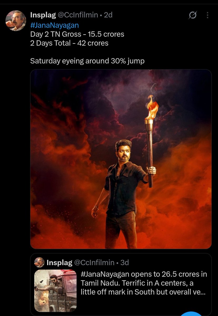 Saymyname890's tweet photo. @CcInfilmin Mentioned Day 2 gross as 15.5cr two days before 🤡🤡🤡🤡.. https://t.co/u5wGgA0psy