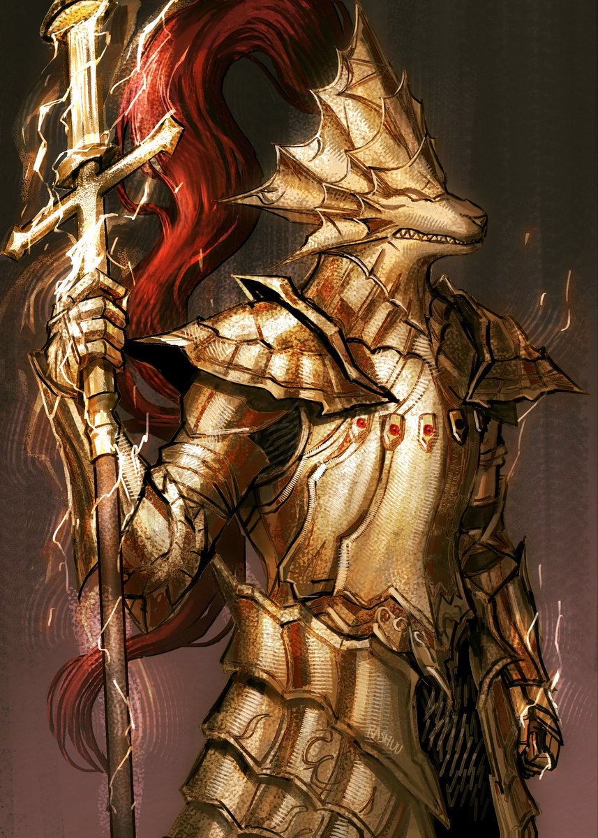 _Rashuu_'s tweet photo. Dragon Slayer Ornstein https://t.co/fXdppK3EYg