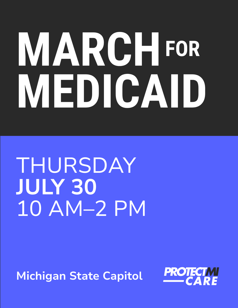 MichLeague's tweet photo. Medicaid covers nearly 2.5 million people in Michigan — your neighbors, your family members, your community. Join us on July 30 at the Michigan State Capitol to celebrate 61 years of Medicaid and make clear that Michigan cares. #ProtectMICare
RSVP today: https://t.co/Mq0A70kNLc https://t.co/9r4MQJrvWk