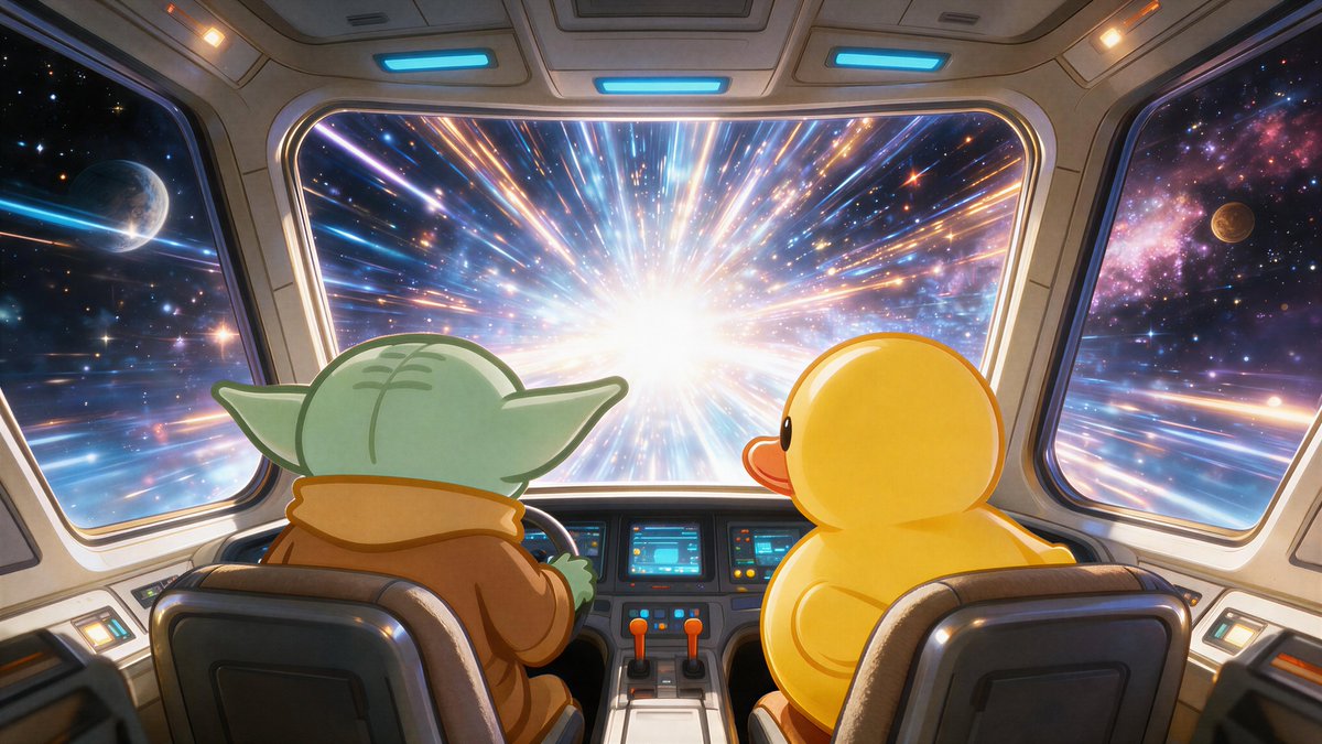 yodaonton's tweet photo. duck, prepare for hyperspace. 🪐 https://t.co/F4PJTmENfU