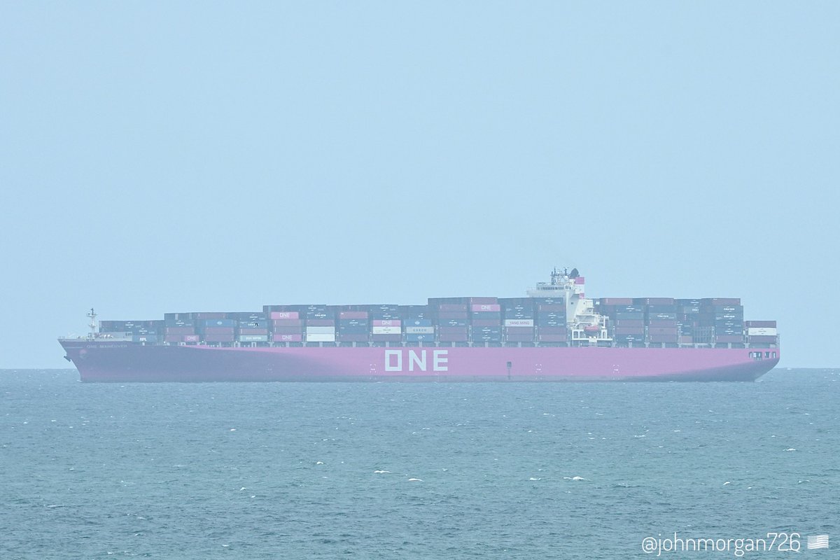 johnmorgan726's tweet photo. The ONE MANEUVER, IMO:9475648 en route to Norfolk, Virginia, flying the flag of Japan 🇯🇵. #ShipsInPics #ContainerShip #OceanNetworkExpress #ONEManeuver https://t.co/RErDemoXYL