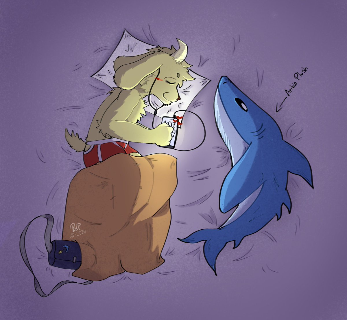 RavenousPlup's tweet photo. "A sweet slumber with the shark~"

My 5th revenge-attack on @realnaterhythm !! 
#furryart #furry #digitalart #shark #goat #artfight2026ㅤ https://t.co/pQfSwePe7s