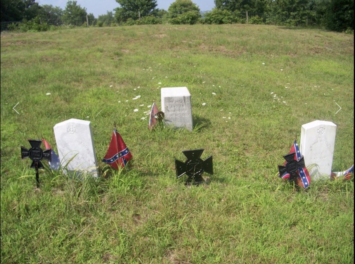 tenxes's tweet photo. @EchoesofWarYT The last fight for Morgan and these two dead Confederate soldiers.  One unknown and Private John Miller.  Buried almost exactly where they fell, West Grove Cemetery, Brush Creek Township, Jefferson County Ohio. https://t.co/SS3fh0MNp7