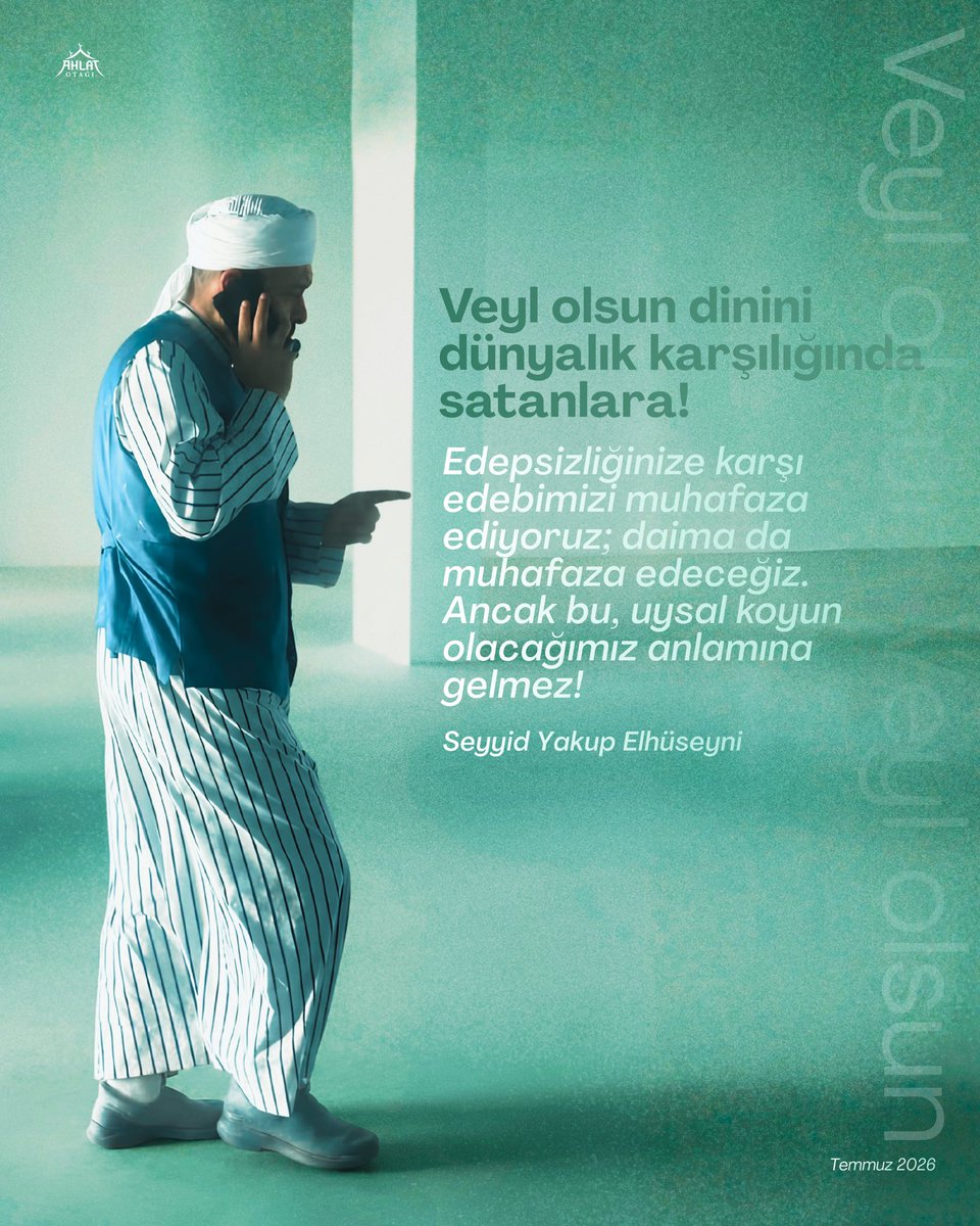 ahlatotagi's tweet photo. "Veyl olsun dinini dünyalık karşılığında satanlara! Edepsizliğinize karşı edebimizi muhafaza ediyoruz; daima da muhafaza edeceğiz. Ancak bu, uysal koyun olacağımız anlamına gelmez!"

Seyyid Yakup Elhüseyni https://t.co/ioOyycpvhp