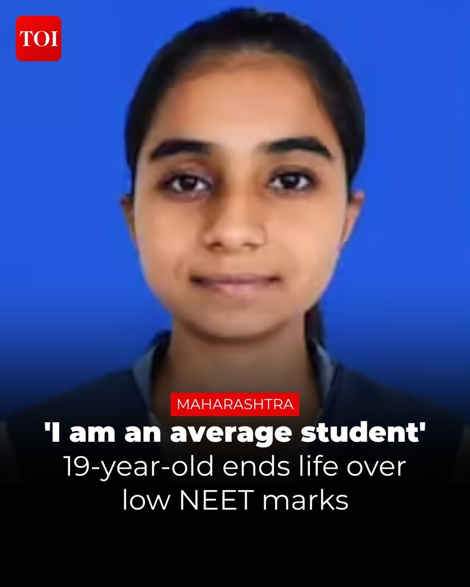 DrAnandKar's tweet photo. A request/ suggestion to @students.
Don't think, Medical is the best profession. If failing in this, think for another, say #IAS.@parents
#timesofindia-A 19-year-old girl allegedly died by suicide in Jalalpur village.Suicide note cited disappointment over her #NEET score. https://t.co/nGclpHQMZo