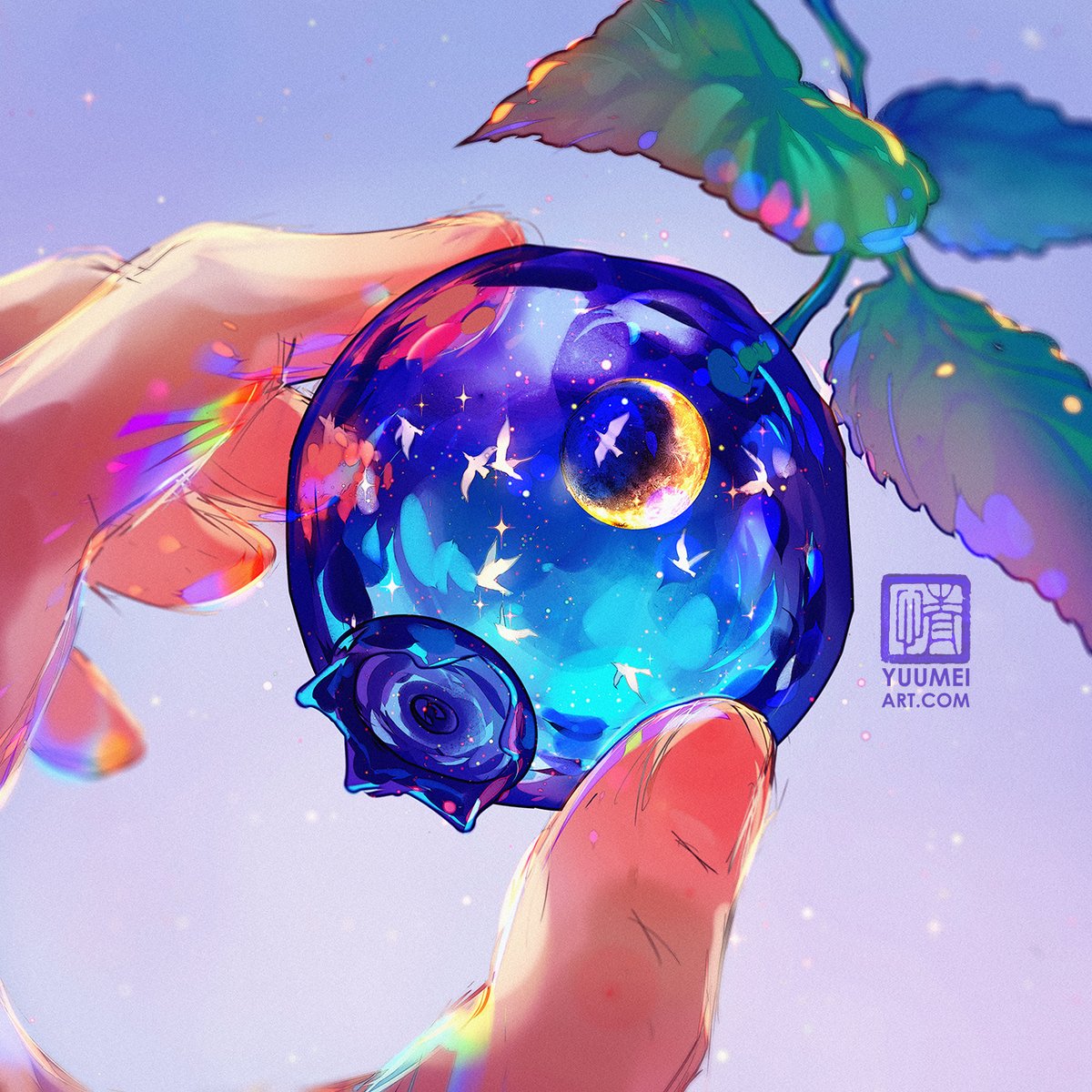 Yuumei_Art's tweet photo. Just very berrybrained right now. I'm picking and eating blueberries everyday and I can never get enough! I like to imagine that every berry has a whole world in them ✨

#blueberry #stars #painting

1/3 https://t.co/eWKQotDG8t