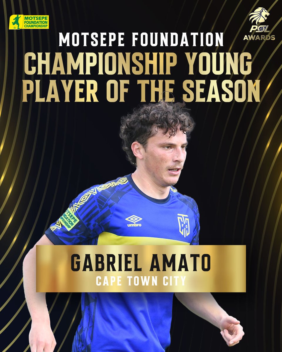 OfficialPSL's tweet photo. #PSLAwards26: @CapeTownCityFC's Gabriel Amaro is the #MotsepeFoundationChampionship Young Player of the Season 🏆 https://t.co/IFsVoCa1Hi